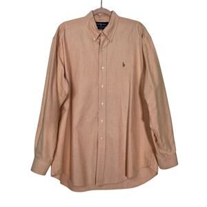 Men's Ralph Lauren Blake Orange Long Sleeve Button Up Collar Dress Shirt Size L